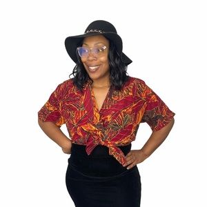 Linda Allard for Ellen Tracy Blouse Vintage Floral Silk Oversize